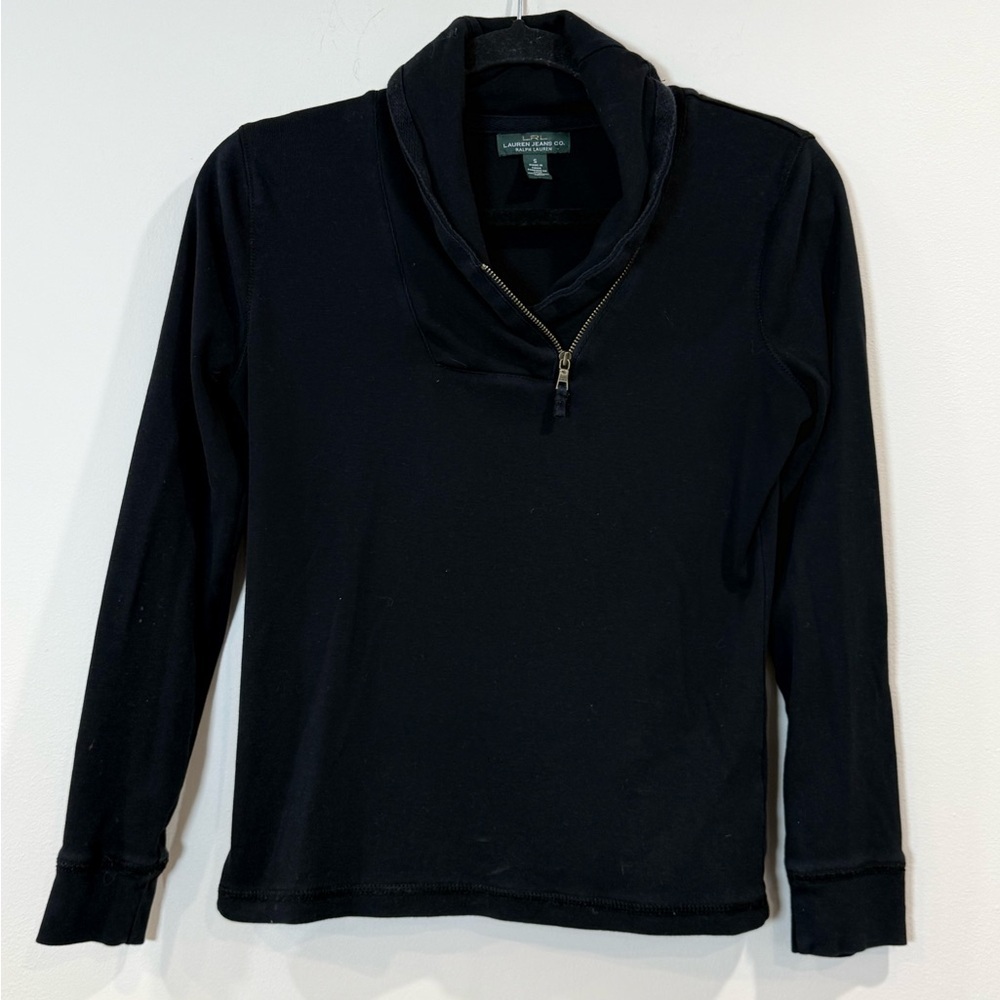 🔥Ralph Lauren Black Quarter-Zip Funnel Neck Sweater Size S Good Condition🔥